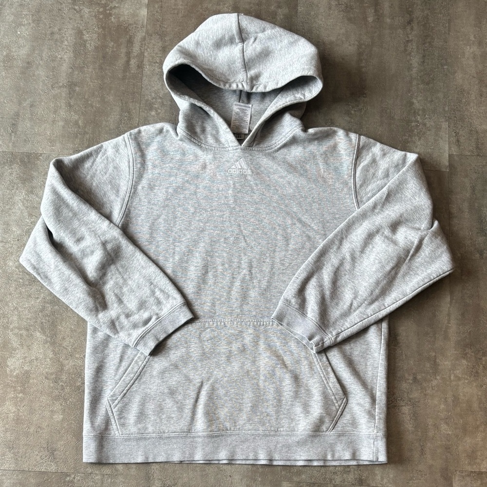 Adidas Centre Logo Hoodie Mens Large Gray